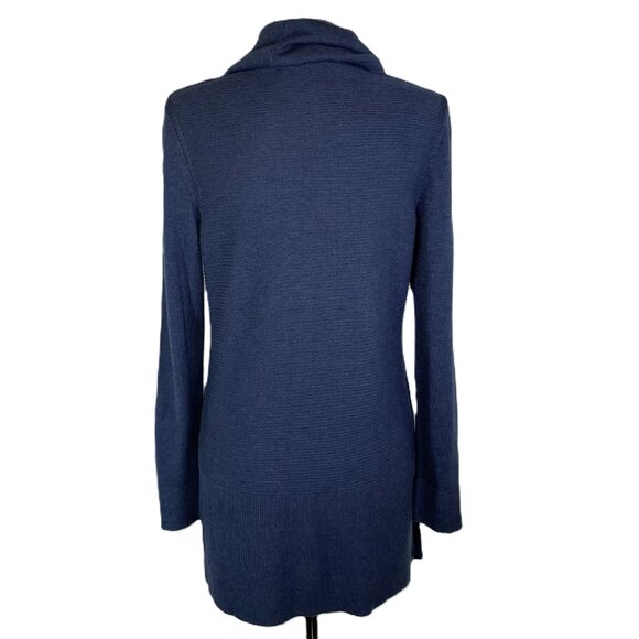 Adrienne Vittadini Cowl Neck Tunic Sweater Navy Heather Lightweight Size M - Picture 4 of 16
